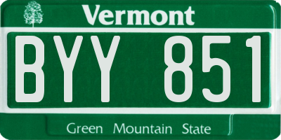 VT license plate BYY851