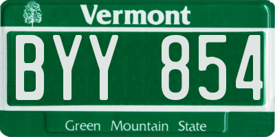 VT license plate BYY854