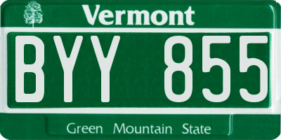 VT license plate BYY855