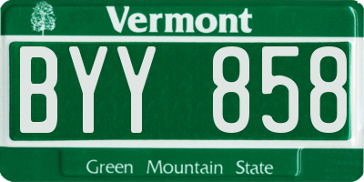 VT license plate BYY858