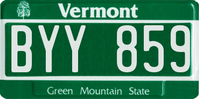 VT license plate BYY859