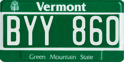 VT license plate BYY860