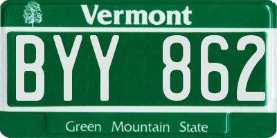 VT license plate BYY862