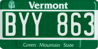 VT license plate BYY863