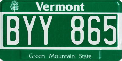 VT license plate BYY865