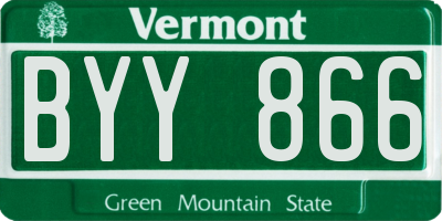 VT license plate BYY866