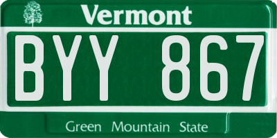 VT license plate BYY867