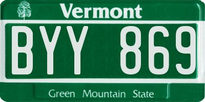 VT license plate BYY869