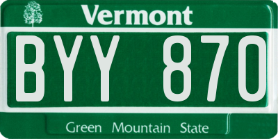 VT license plate BYY870