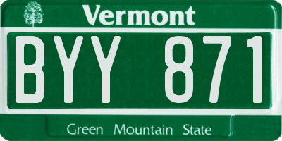 VT license plate BYY871
