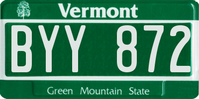 VT license plate BYY872