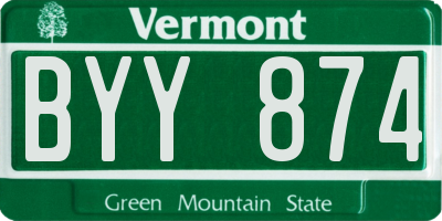 VT license plate BYY874