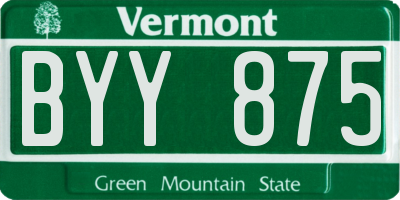 VT license plate BYY875