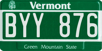 VT license plate BYY876