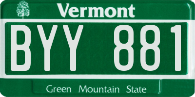 VT license plate BYY881