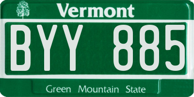 VT license plate BYY885