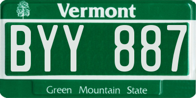 VT license plate BYY887