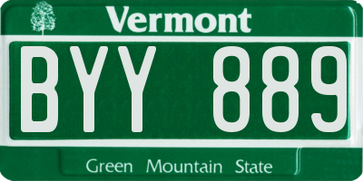 VT license plate BYY889