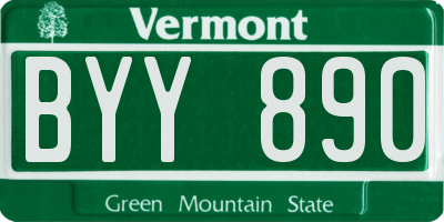 VT license plate BYY890
