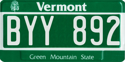 VT license plate BYY892