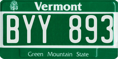 VT license plate BYY893