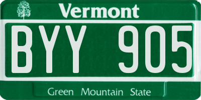 VT license plate BYY905