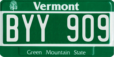 VT license plate BYY909