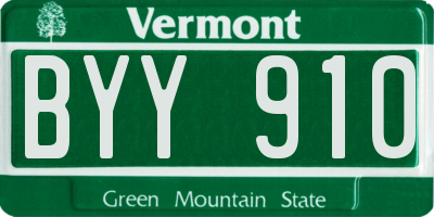 VT license plate BYY910