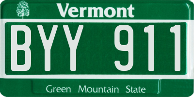 VT license plate BYY911