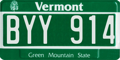 VT license plate BYY914