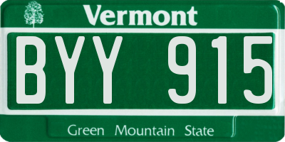 VT license plate BYY915