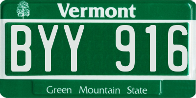VT license plate BYY916