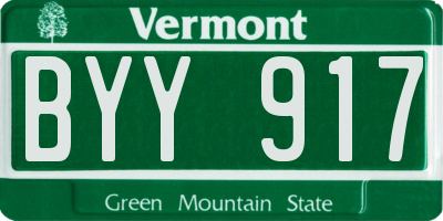 VT license plate BYY917