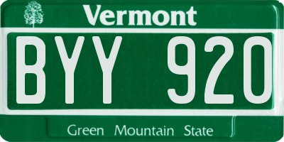 VT license plate BYY920
