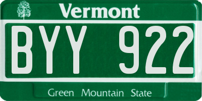 VT license plate BYY922