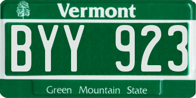 VT license plate BYY923
