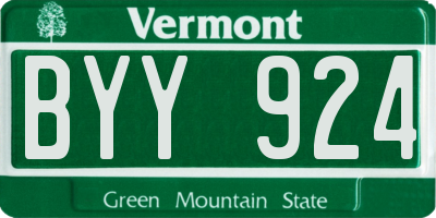 VT license plate BYY924
