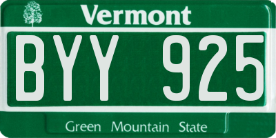 VT license plate BYY925