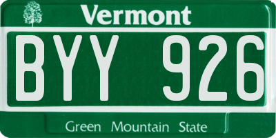 VT license plate BYY926