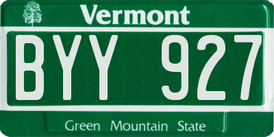 VT license plate BYY927