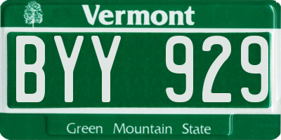 VT license plate BYY929