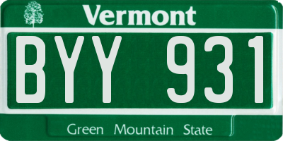 VT license plate BYY931