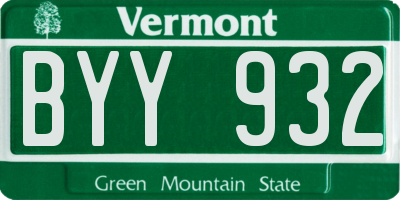 VT license plate BYY932