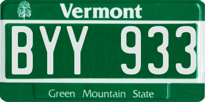 VT license plate BYY933