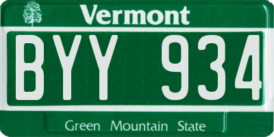VT license plate BYY934