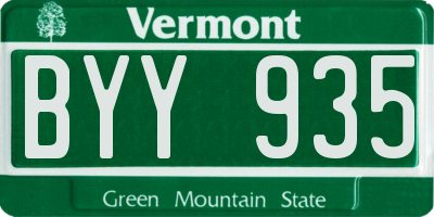 VT license plate BYY935
