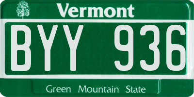 VT license plate BYY936