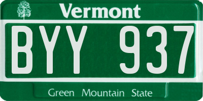 VT license plate BYY937