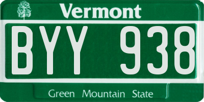 VT license plate BYY938