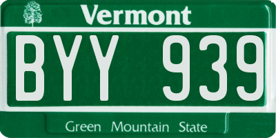 VT license plate BYY939